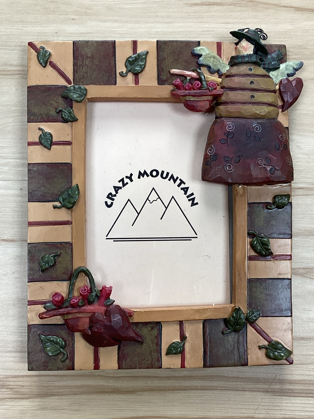 Vintage Crazy Mountain Rustic Folk Art Photo Frame Cottagecore Primitive Country